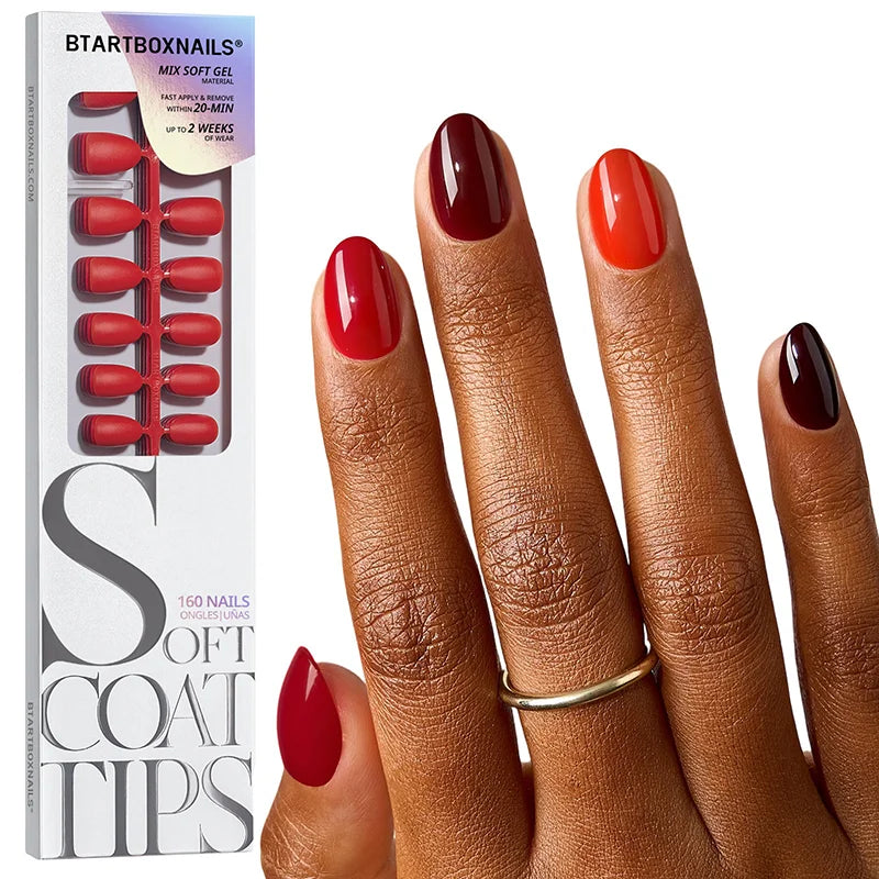 SOFTCOATTIPS™ Red Collection Five Shades Extra Short Almond